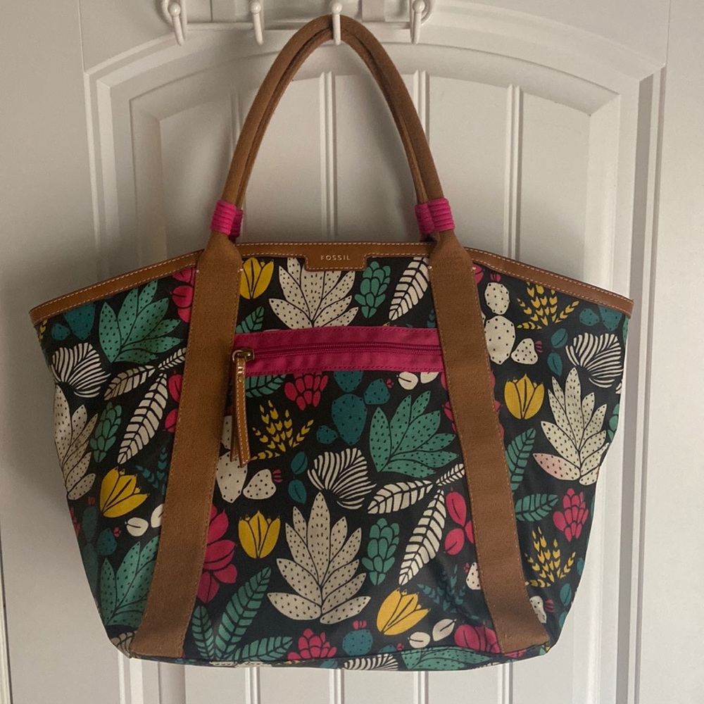 FOSSIL Eliza Beach Tote Dark Floral
